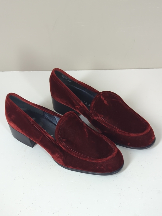 Nine West Shoes - Nine West Women's Velvet Loafer Heels in Deep Burgundy 7 Narrow